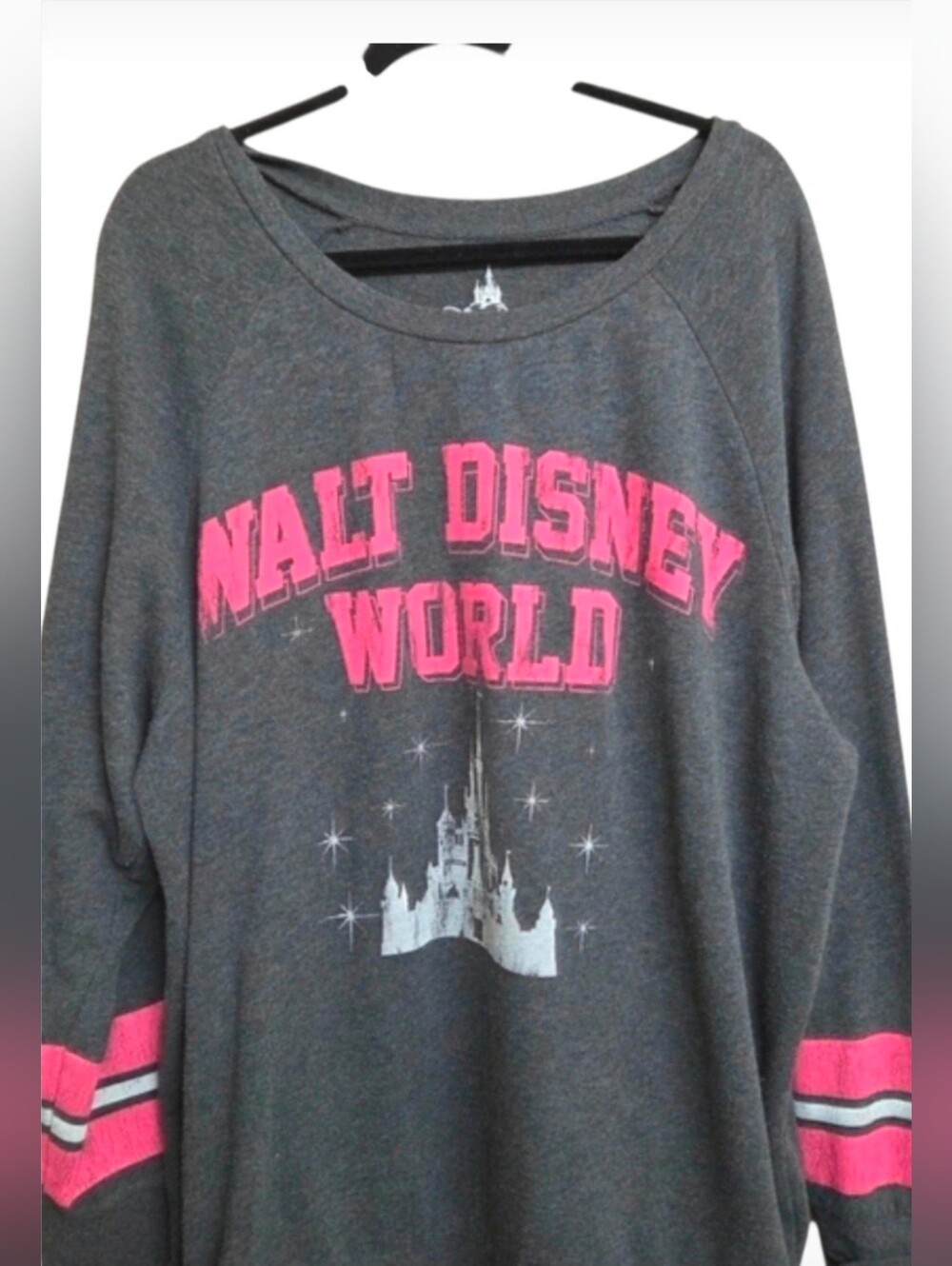 Disney Parks Walt Disney World 71 Varsity Sweatshirt Gray Pink Plus Size 2X